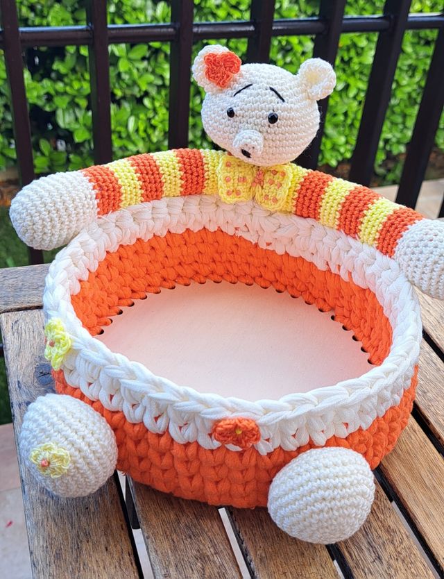 Cestino orsetto uncinetto bimbi 