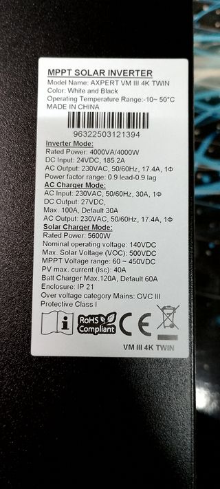Inversor AXPERT VM III TWIN 4000W 24V NUEVOS