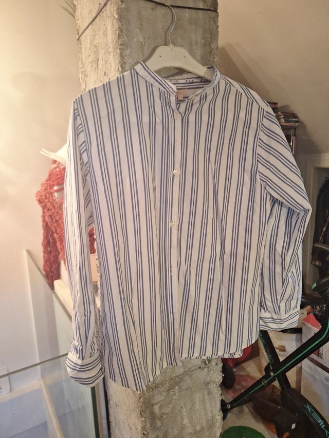 Camisa Gocco niño rayas azul-blanco 11-12