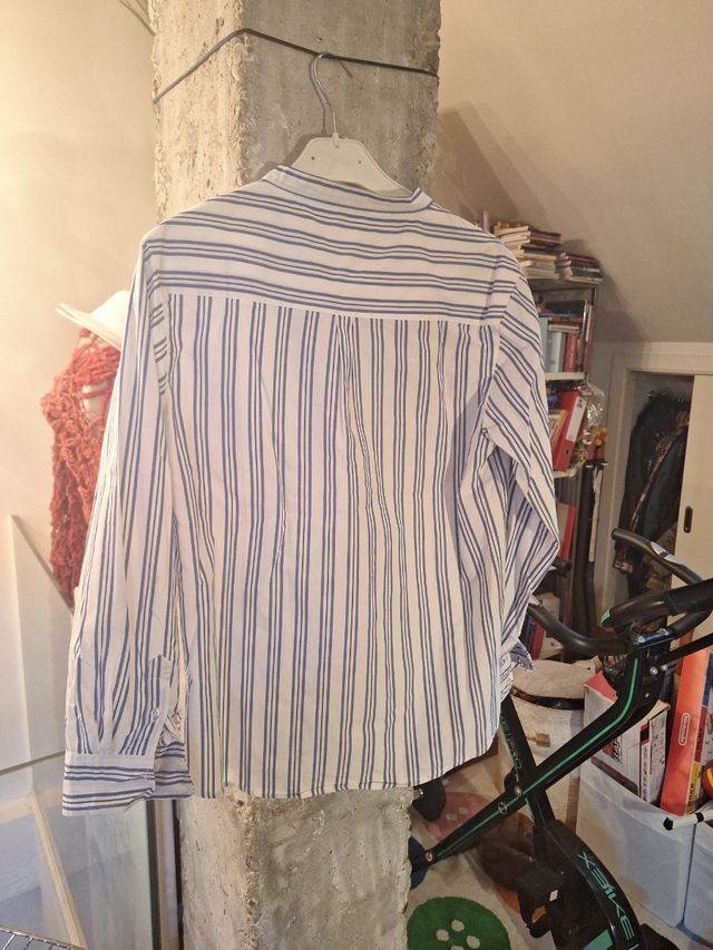 Camisa Gocco niño rayas azul-blanco 11-12