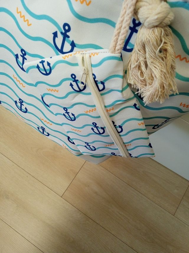 Bolsa playa - anclas - azul, blanco