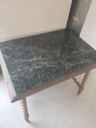 Mesa antigua madera y marmol