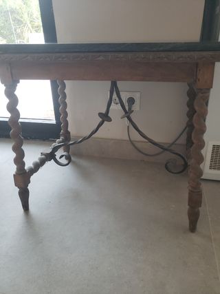Mesa antigua madera y marmol