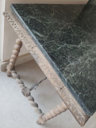 Mesa antigua madera y marmol