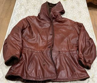 Chaquetón piel marrón vintage
