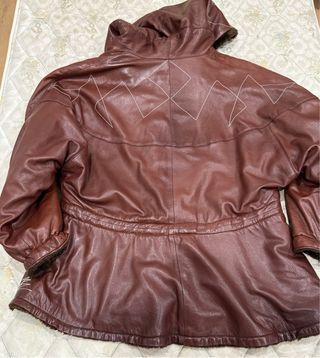 Chaquetón piel marrón vintage