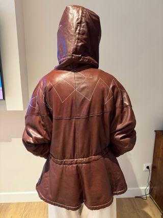 Chaquetón piel marrón vintage