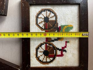 3 Cuadros punto cruz coches antiguos