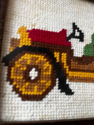 3 Cuadros punto cruz coches antiguos