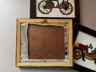 3 Cuadros punto cruz coches antiguos