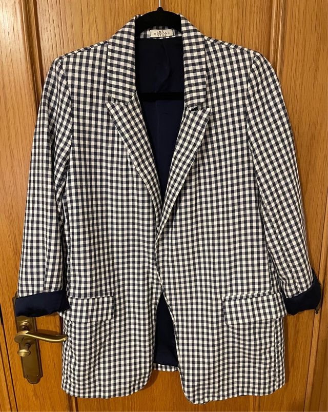 Blazer cuadros marino-blanco