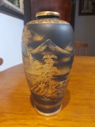 Jarrón chino porcelana negro-oro