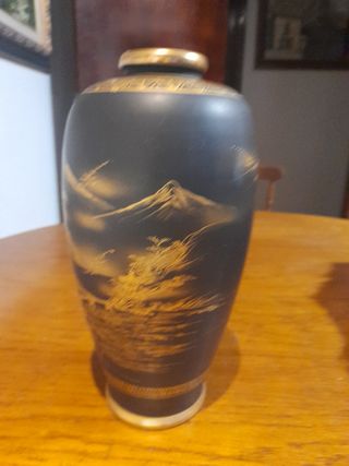 Jarrón chino porcelana negro-oro