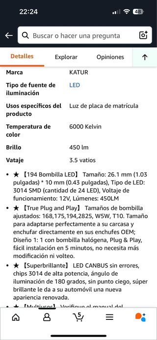 Bombillas LED 5W5 T10/194 CANBUS (4 uds. Blancas)