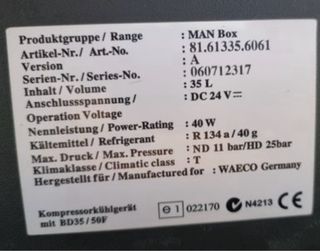Nevera con compresor MAN camión