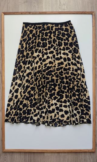 Falda Zara Basic plisada leopardo XS