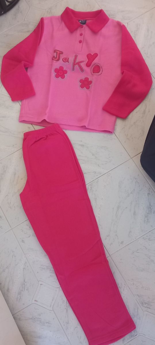 Pigiama donna pile rosa e rosso tg M
