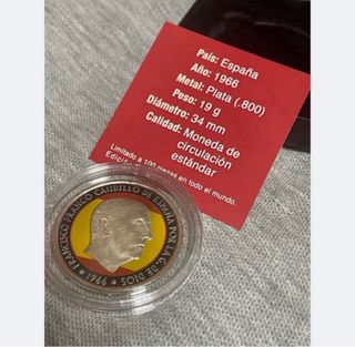 Moneda 100 Ptas Franco 1966 coloreada