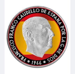 Moneda 100 Ptas Franco 1966 coloreada