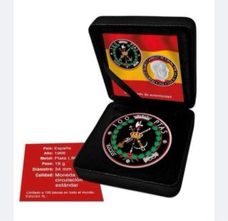 Moneda 100 Ptas Franco 1966 coloreada