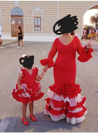 Vestidos flamenca rojo blanco - madre e hija