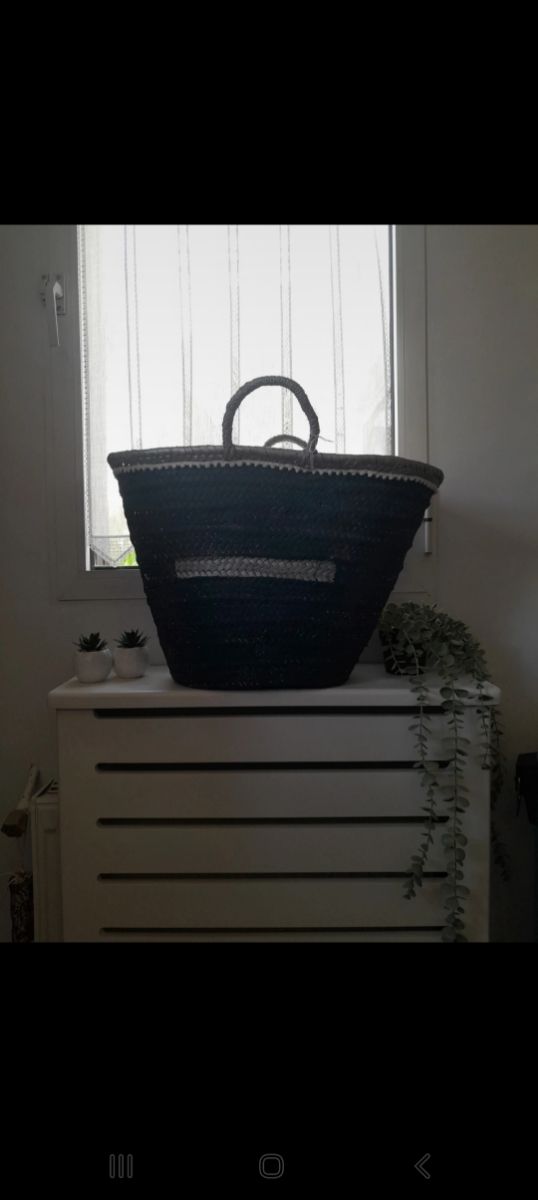 Cesto playa mimbre azul