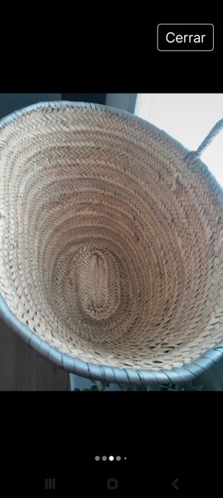 Cesto playa mimbre azul