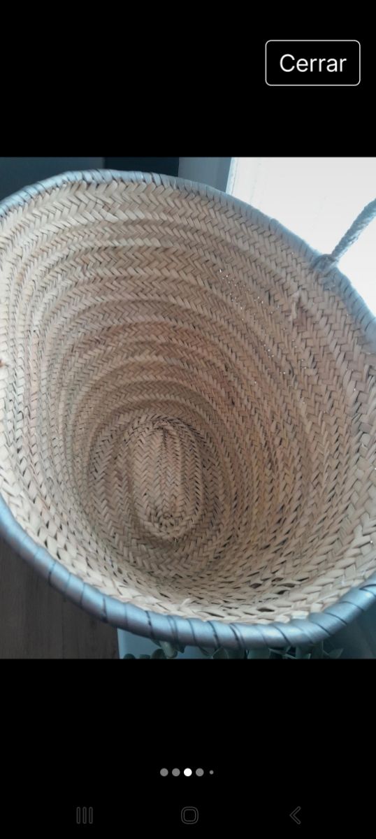 Cesto playa mimbre azul