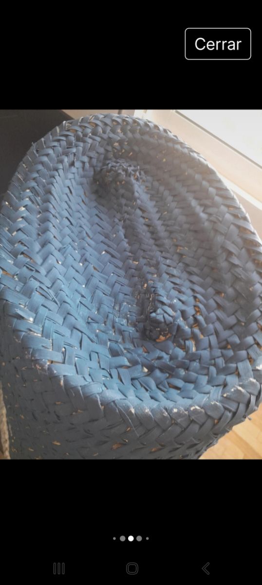 Cesto playa mimbre azul