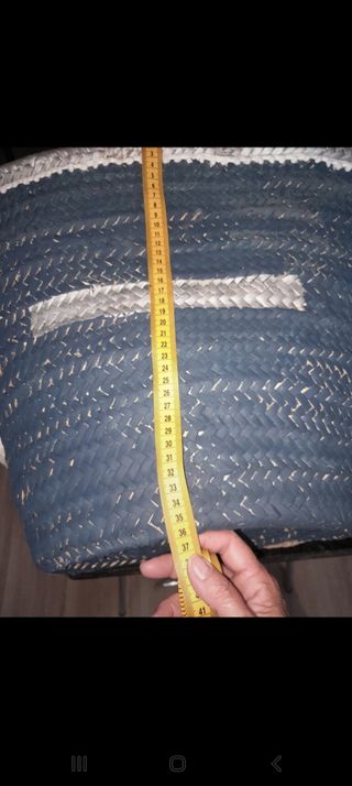 Cesto playa mimbre azul