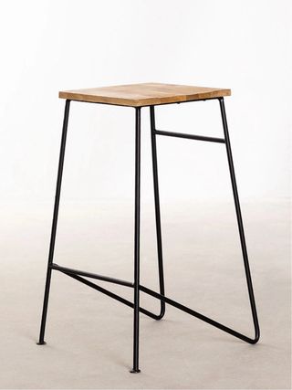 Taburete madera y metal negro