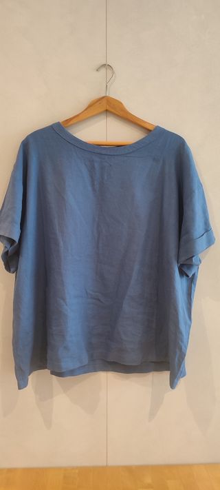 Blusa lino azul - Talla L