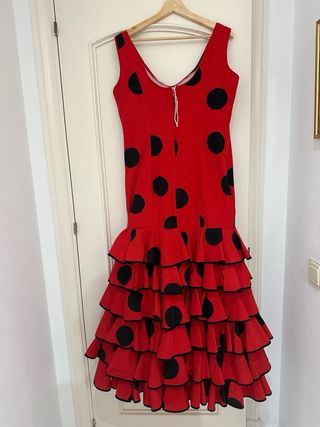 Vestido Flamenca Rojo - Lunares Negros