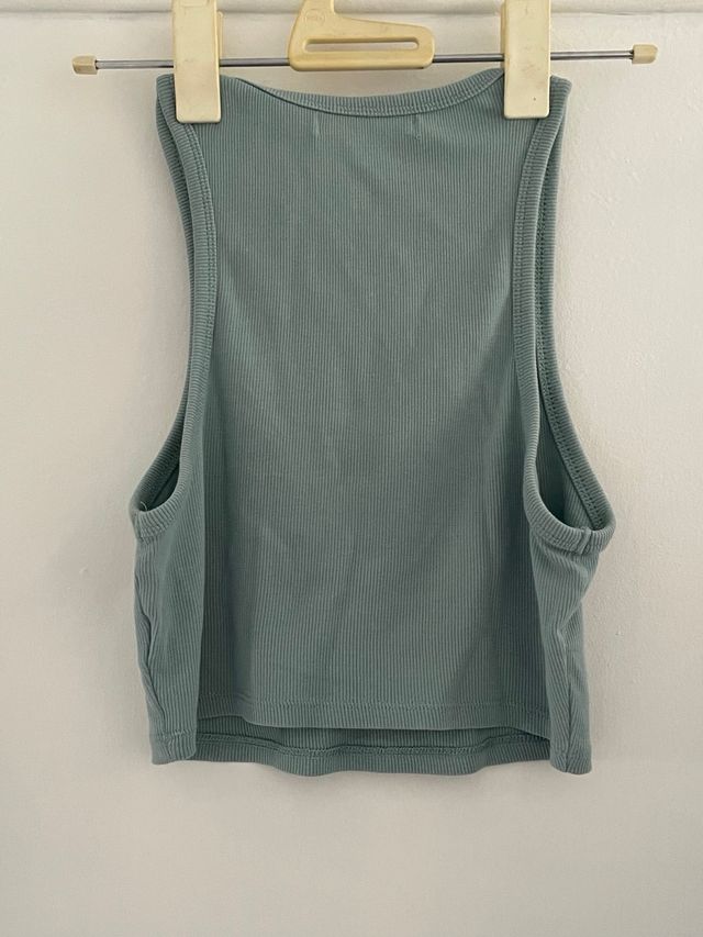 Crop top Pull&Bear verde azulado - Talla S