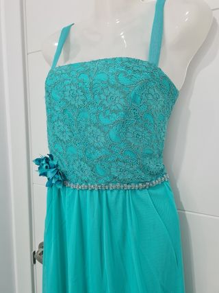 Vestido fiesta tul turquesa