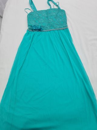 Vestido fiesta tul turquesa
