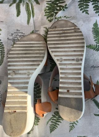 Sandalias piel mujer nº40 marrón plata