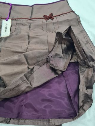 Falda marrón, raso con brillo, talla L,bonita