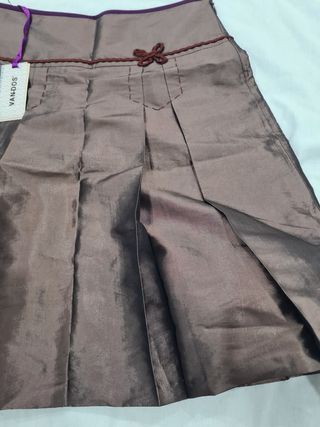 Falda marrón, raso con brillo, talla L,bonita