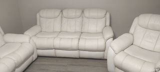 Sofá de piel blanco reclinable