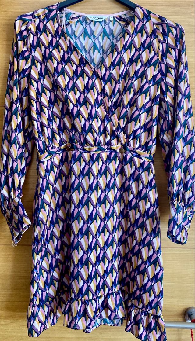 Vestido Naf Naf midi estampado 38