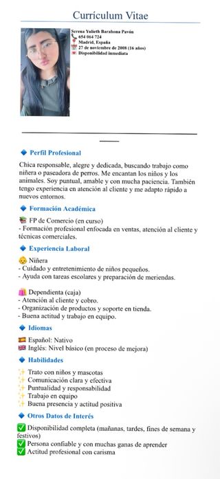 Buscando trabajo niñera/paseadora/