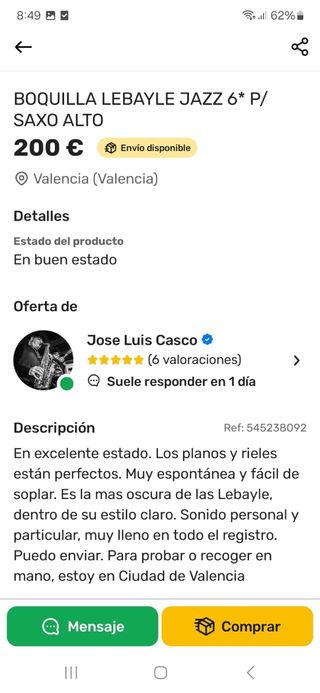Boquilla saxo alto Lebayle Jazz 6*