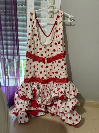 Vestido gitana rojo y blanco lunares