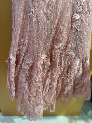 Vestido largo encaje rosa  palo eventos