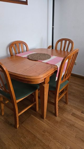 Mesa comedor 4 sillas madera