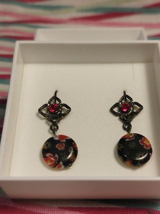 Pendientes Murano-Swarovski rojos