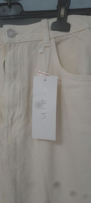 Gonna jeans bianca lunga spacco