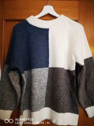 Jersey cuadros - Azul, crudo, gris