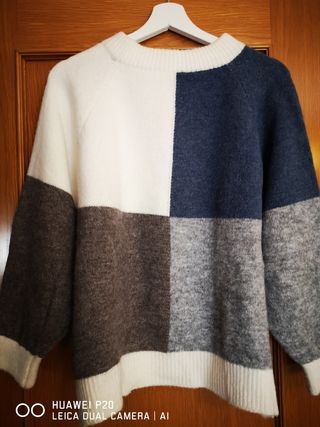 Jersey cuadros - Azul, crudo, gris
